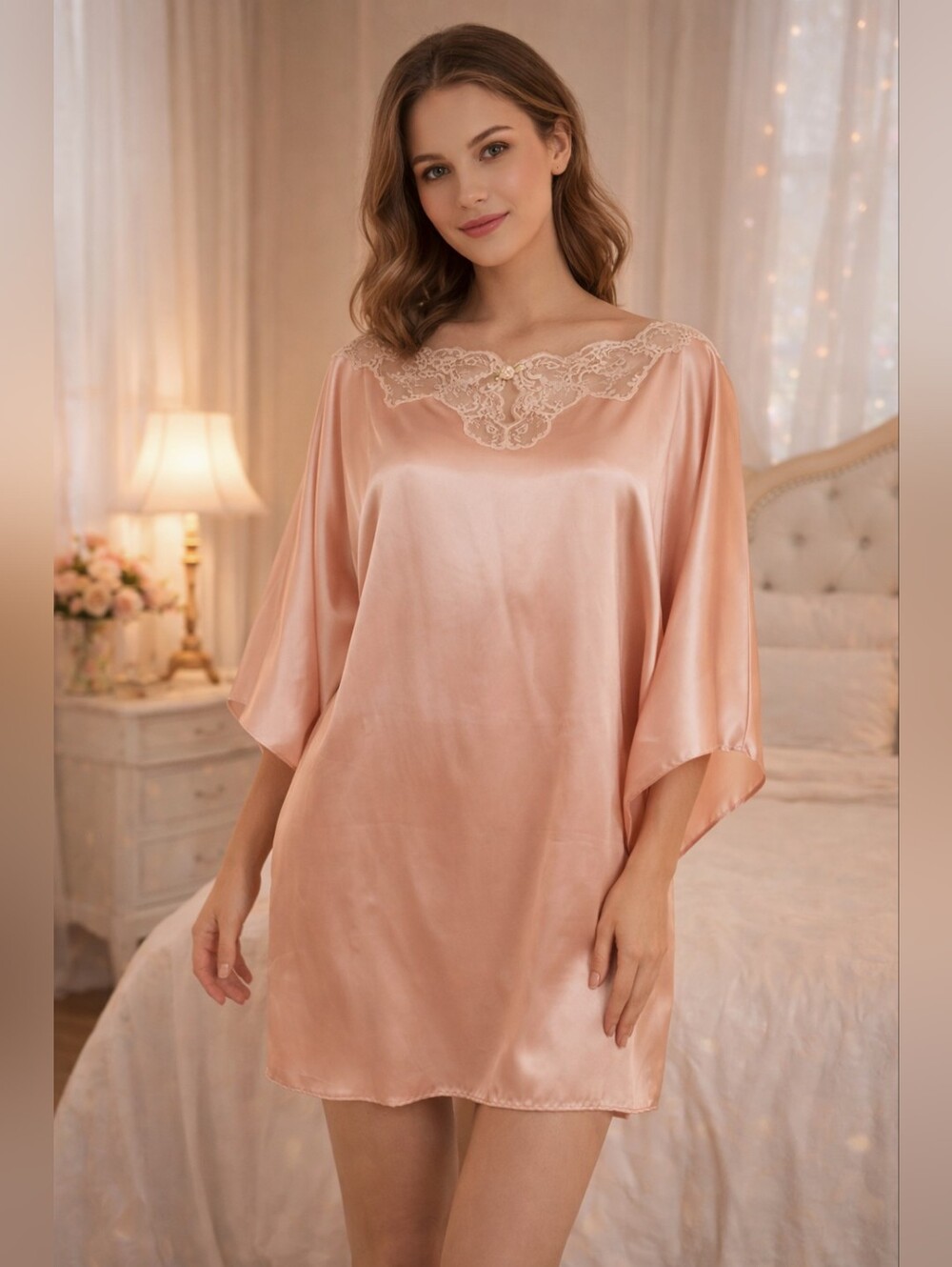 Papillon By Paula Carbone Pure 100% Silk Nightgown Dress Vintage Lace Small Oz.